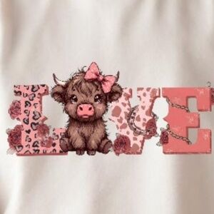 Love West Highland Cow Adorable: Valentine’s Day T-shirt New 2T-5T S-XL White